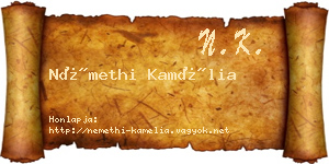 Némethi Kamélia névjegykártya